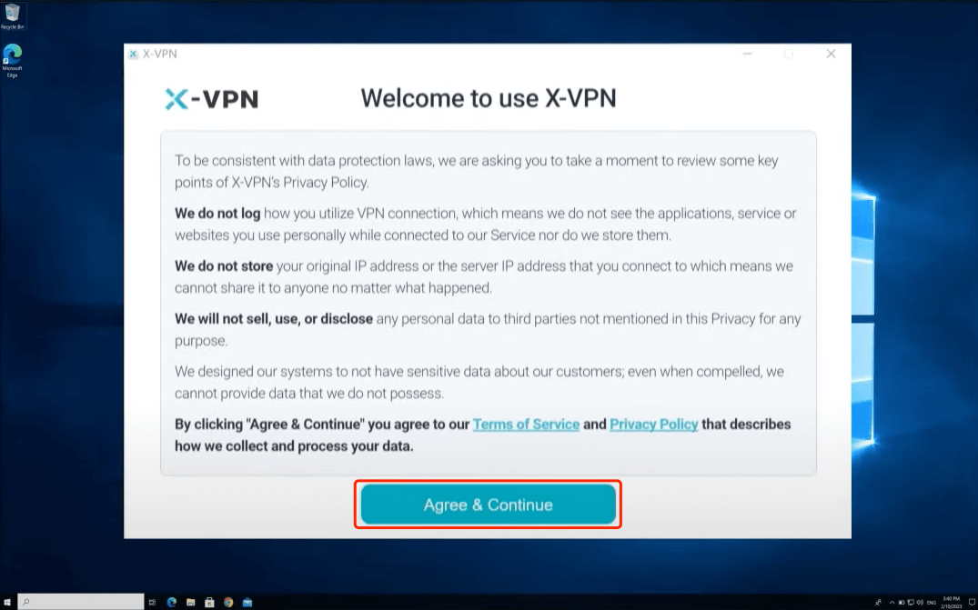 allow xvpn privacy policy and terms of service