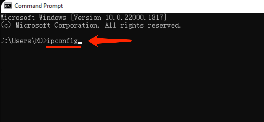 enter ipconfig