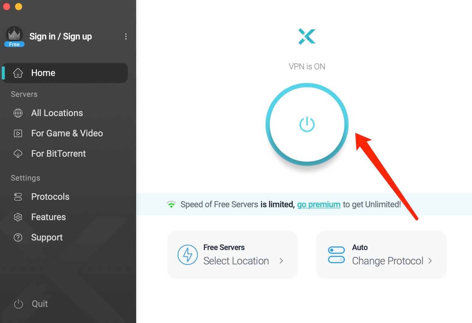 connect vpn and start surfing