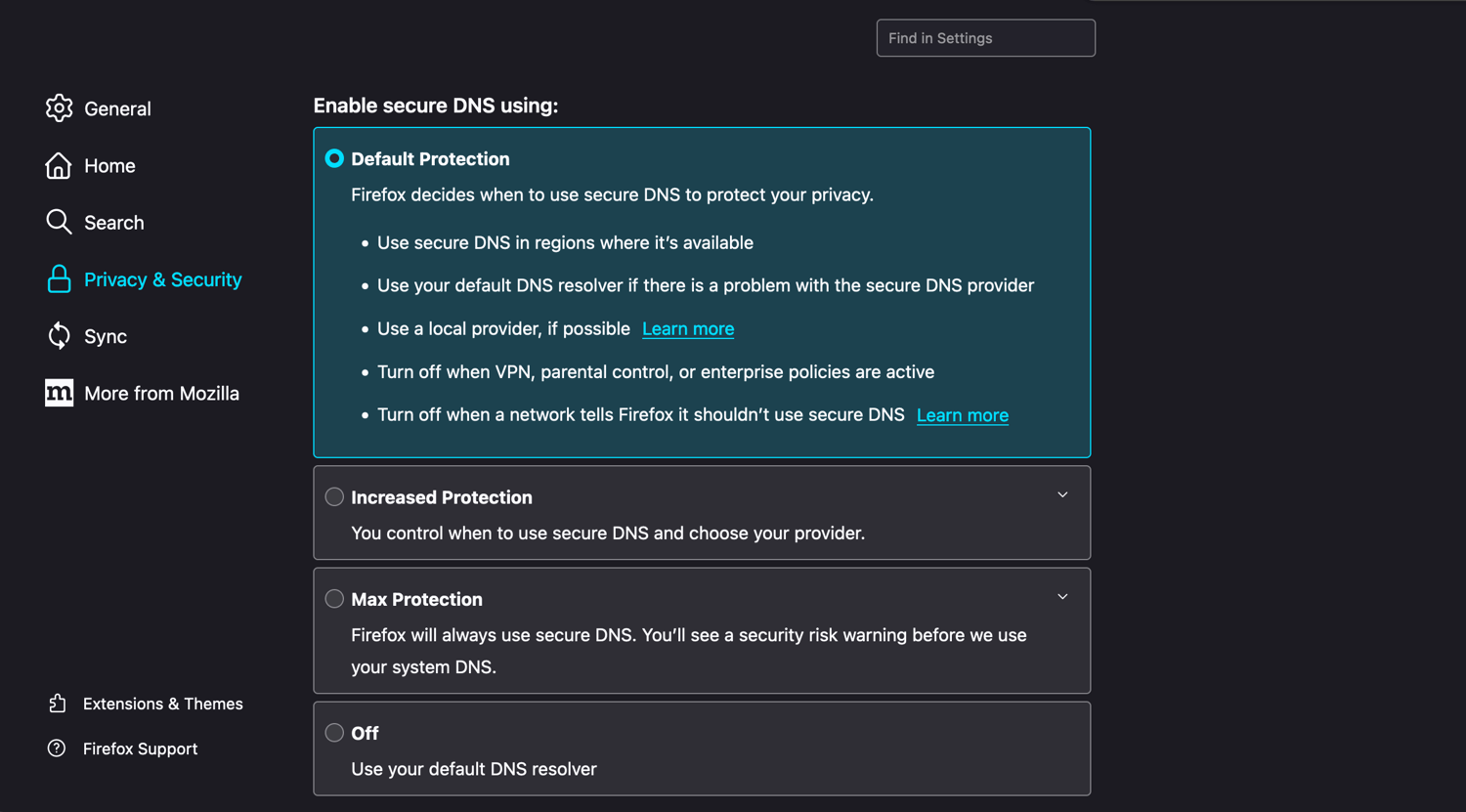 choose DNS over HTTPS