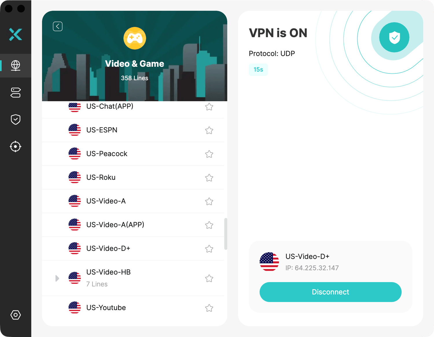 US-Video-D+ server in X-VPN