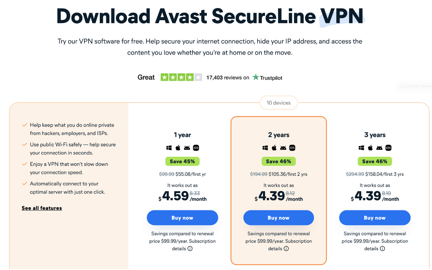 Avast SecureLine VPN free trial