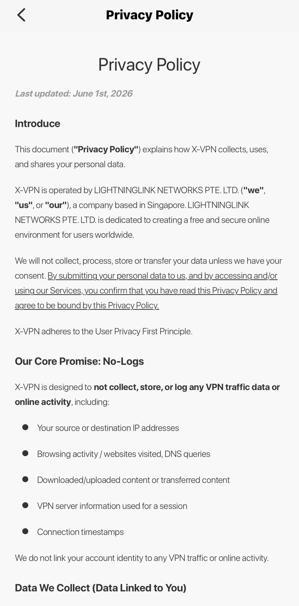 X-VPN Privacy Policy