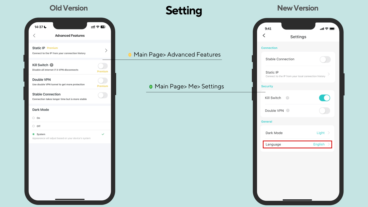 xvpn new settings page