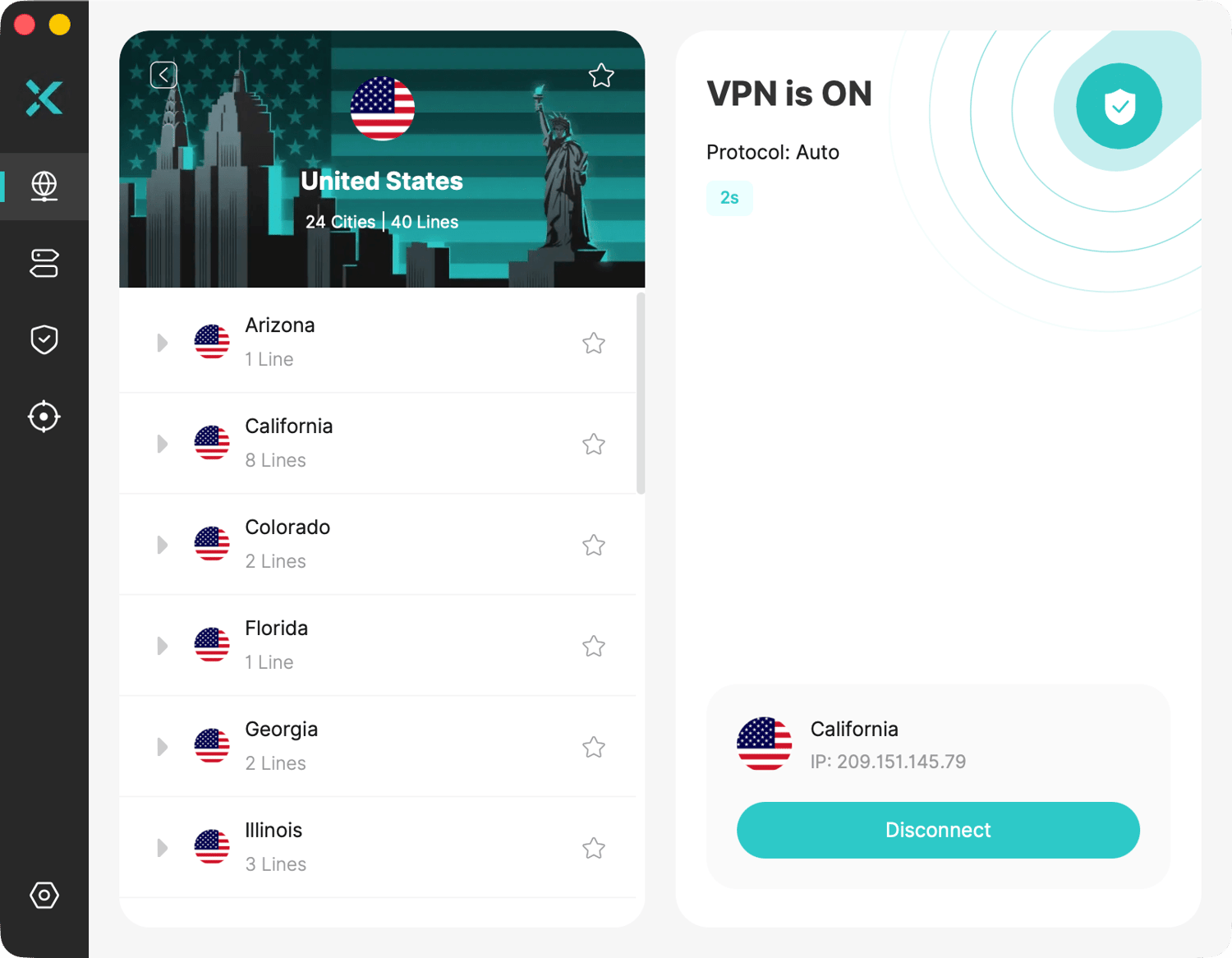Connect to an X-VPN server in the region where the content is available