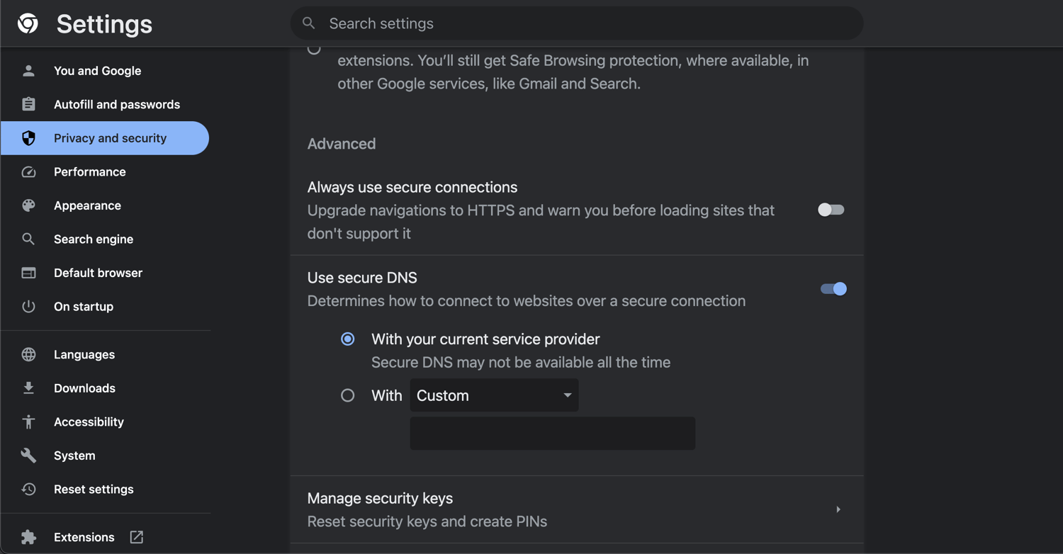 use secure DNS