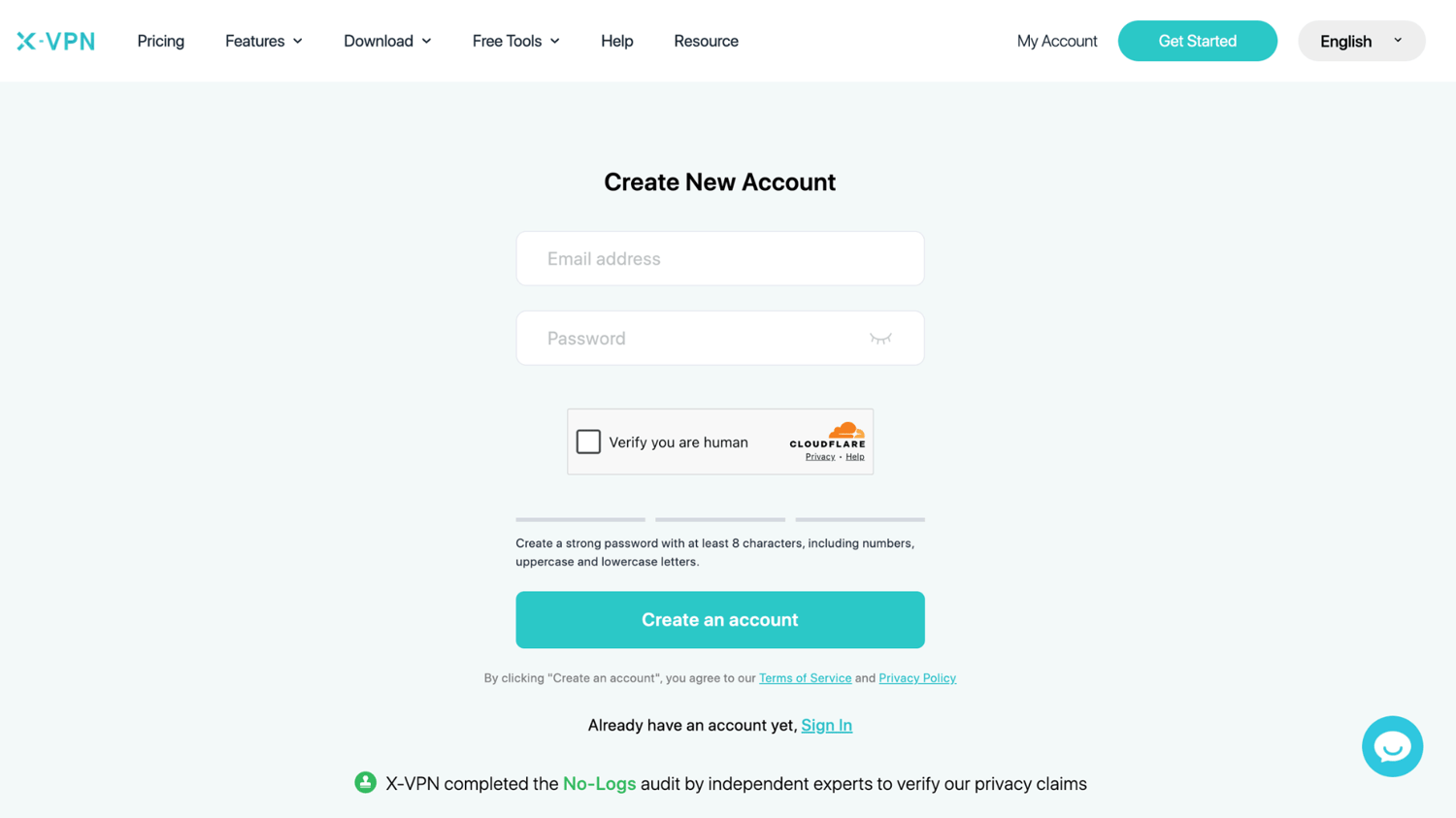create new account