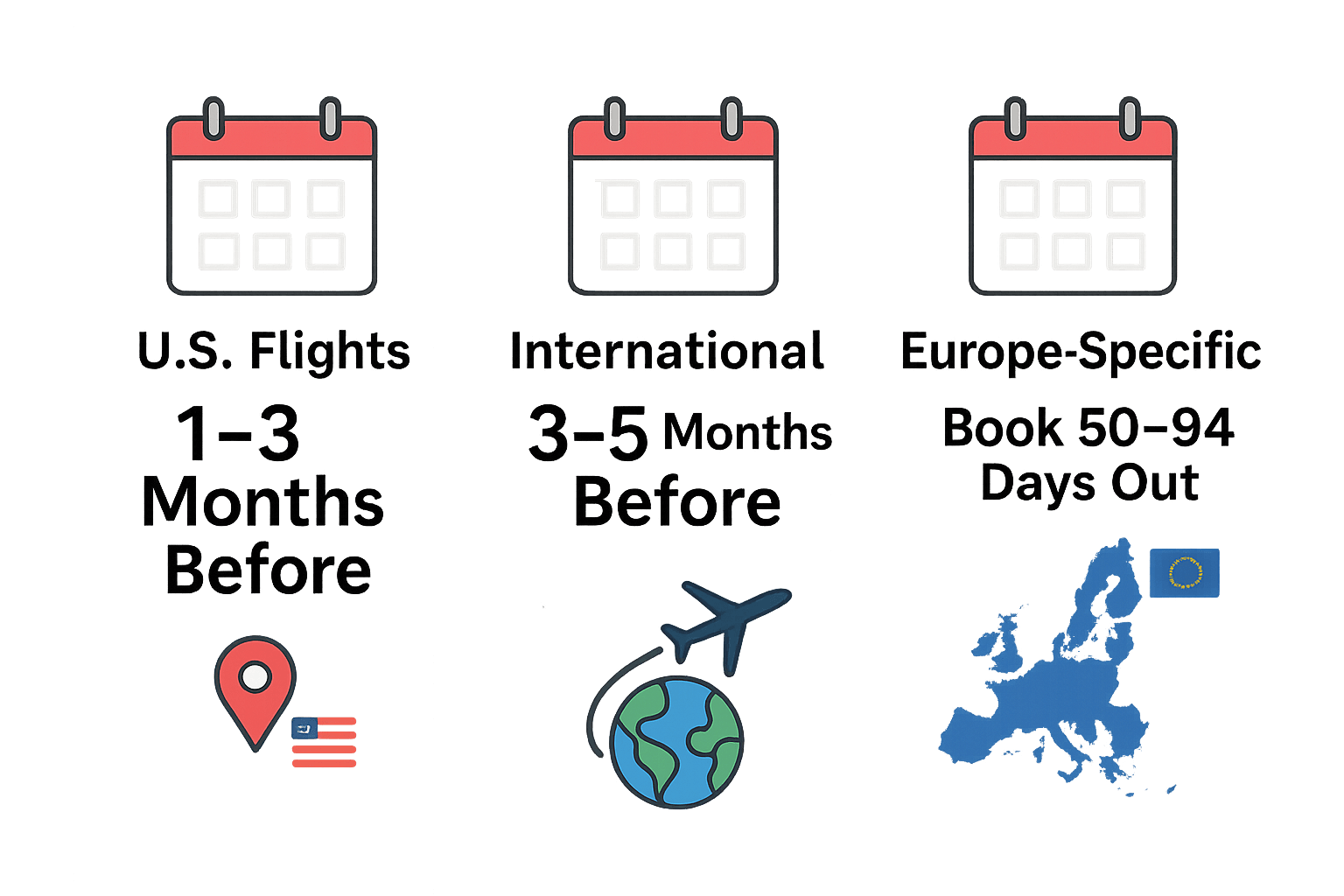best booking windows for US, international and europe