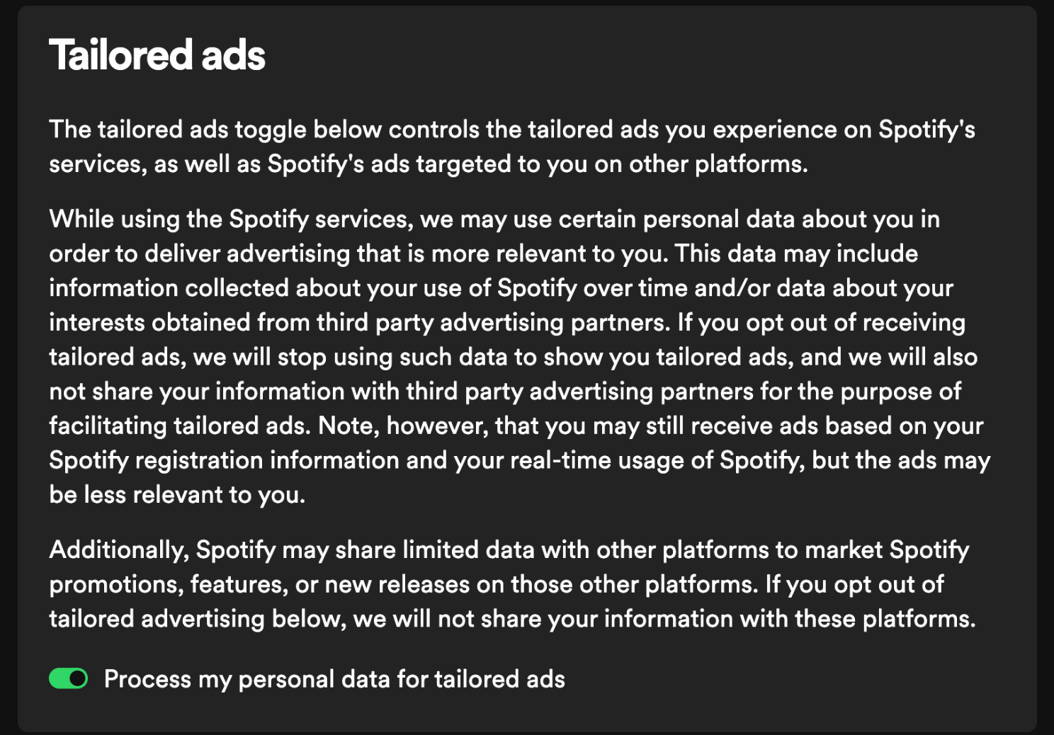 Spotify, tailored ads